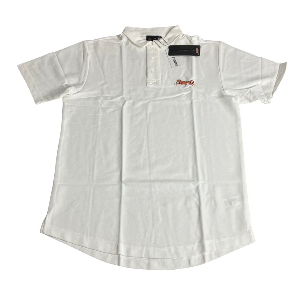 Le Tigre Classic Polo Shirt Mens L White Cotton Short Sleeve Logo Preppy Golf